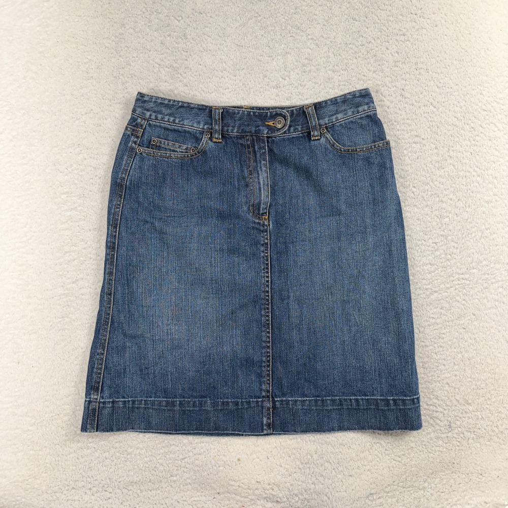 Talbots Vintage Jean Denim Skirt 4 W28 Late 90s Early Y2K 100% Cotton Blue Core
